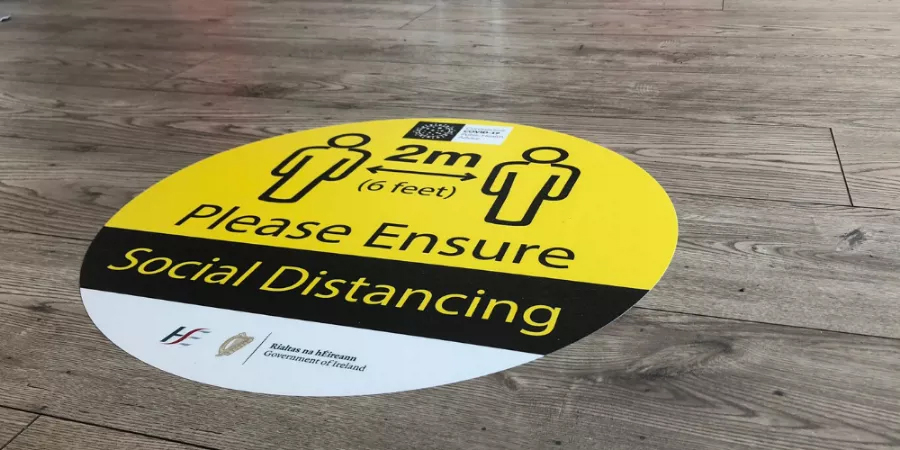 Please ensure social distancing reminder sticker on the floor