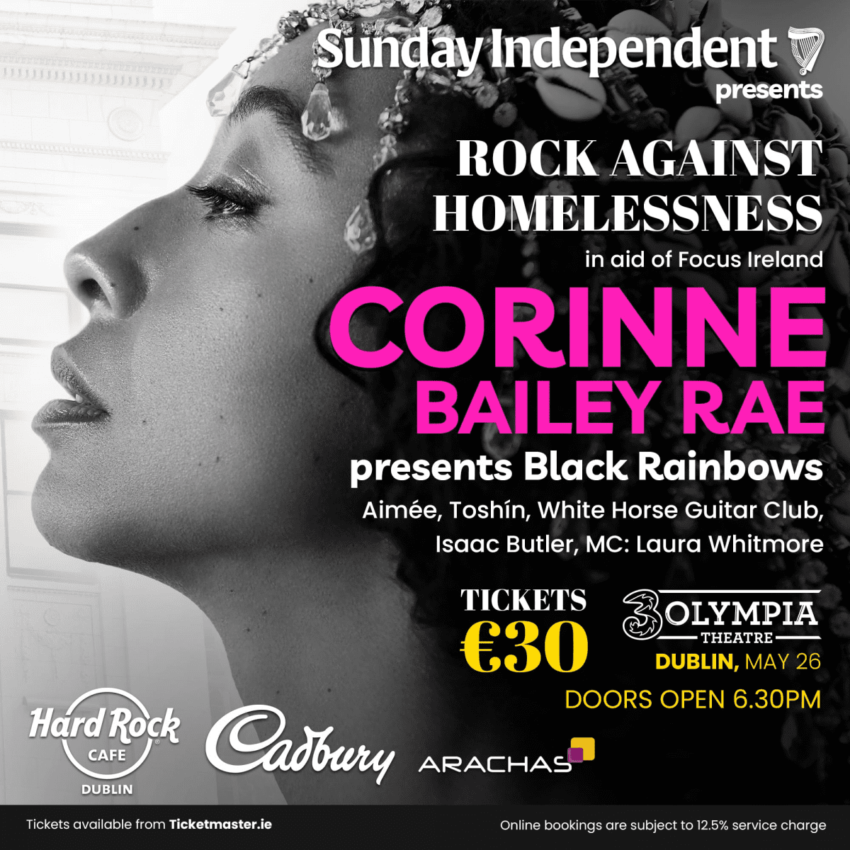 Poster for Rock Against Homelessness, featuring Corinne Bailey Rae.